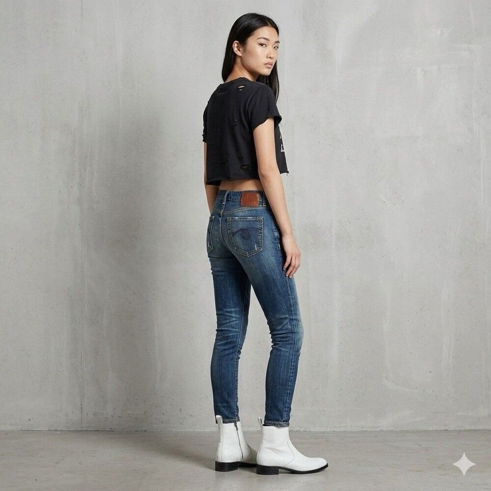 R13 Italy Skinny Jeans Sz 25 Distressed Blue Indigo Premium Denim Women’s